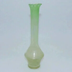 Vintage Swirled Stretch Pulled Green Glass Vase
